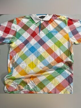 Coogi Polo Shirt Mens XL Multicolor Diamond Pattern Y2K Style Short Sleeve